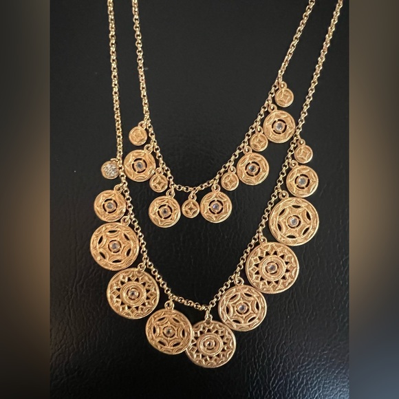 Reversible double strand necklace with stones. - Picture 2 of 5